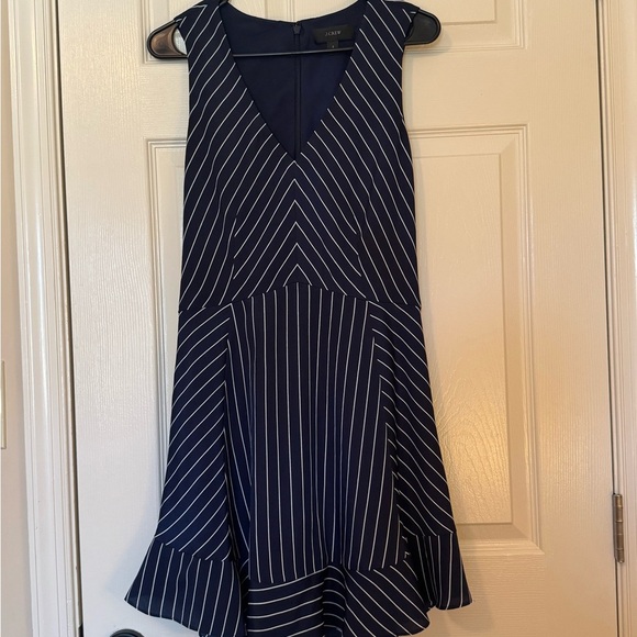J. Crew Navy and White Striped Mini Dress Size 2 - Picture 2 of 7